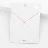 Brass Metal Smile Pendant Necklace