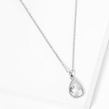 Gold Dipped CZ Teardrop Stone Pendant Necklace