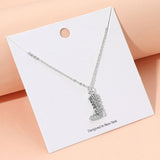 Rhinestone Embellished Western Boot Pendant Necklace