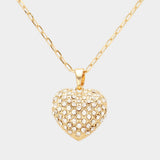 Stone Paved Heart Pendant Necklace