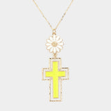 Daisy Flower Cross Link Pendant Necklace