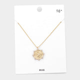 Rhinestone Embellished Brass Metal Snake Pendant Necklace