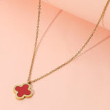 Stainless Steel Quatrefoil Pendant Necklace