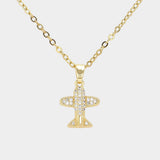 CZ Stone Paved Airplane Pendant Stainless Steel Necklace