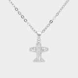 CZ Stone Paved Airplane Pendant Stainless Steel Necklace