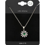 CZ Flower Stone Pendant Necklace
