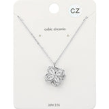 CZ Marquise Stone Embellished Spinning Clover Pendant Necklace