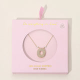 -O- 14K Gold Dipped CZ Stone Paved Initial Monogram Pendant Necklace