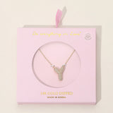-Y- 14K Gold Dipped CZ Stone Paved Initial Monogram Pendant Necklace