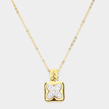 X shape point rhinestone pave pendant necklace