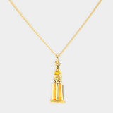 Golden clock tower pendant necklace