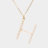 H - Pearl Statement Initial Monogram Pendant Necklace