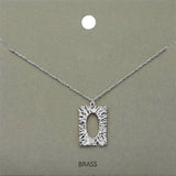 Brass Metal Rectangle Pendant Necklace