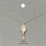 Elegant Teardrop Stone Dangle Drop Oval Pendant Necklace