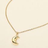 Stainless Steel Crescent Moon Pendant Necklace