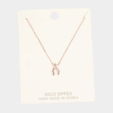 Gold Dipped Wishbone Pendant Necklace