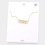 HOPE Brass Rhinestone Embellished Message Pendant Necklace
