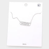 HOPE Brass Rhinestone Embellished Message Pendant Necklace