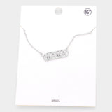 MAMA Brass Metal Rhinestone Embellished Message Pendant Necklace