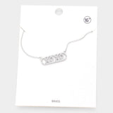 XOXO Brass Metal Rhinestone Embellished Message Pendant Necklace