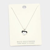 White Gold Dipped Metal Heart Pendant Necklace