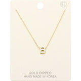 -B- Gold Dipped Initial Monogram Metal Pendant Necklace