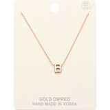 -B- Gold Dipped Initial Monogram Metal Pendant Necklace