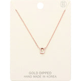 -D- Gold Dipped Initial Monogram Metal Pendant Necklace