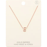 -E- Gold Dipped Initial Monogram Metal Pendant Necklace