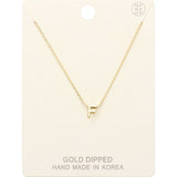 -F- Gold Dipped Initial Monogram Metal Pendant Necklace