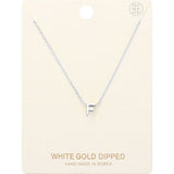 -F- White Gold Dipped Initial Monogram Metal Pendant Necklace