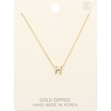 -H- Gold Dipped Initial Monogram Metal Pendant Necklace
