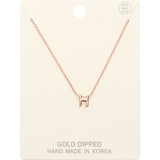 -H- Gold Dipped Initial Monogram Metal Pendant Necklace