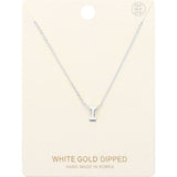 -I- White Gold Dipped Initial Monogram Metal Pendant Necklace