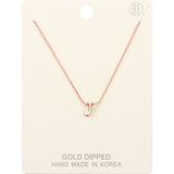 -J- Gold Dipped Initial Monogram Metal Pendant Necklace