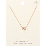 -M- Gold Dipped Initial Monogram Metal Pendant Necklace