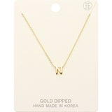 -N- Gold Dipped Initial Monogram Metal Pendant Necklace