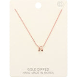 -N- Gold Dipped Initial Monogram Metal Pendant Necklace