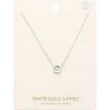 -O- White Gold Dipped Initial Monogram Metal Pendant Necklace