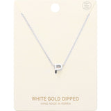 -P- White Gold Dipped Initial Monogram Metal Pendant Necklace