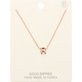 -R- Gold Dipped Initial Monogram Metal Pendant Necklace