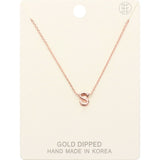 -S- Gold Dipped Initial Monogram Metal Pendant Necklace