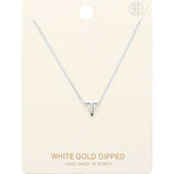 -T- White Gold Dipped Initial Monogram Metal Pendant Necklace