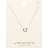 -U- White Gold Dipped Initial Monogram Metal Pendant Necklace
