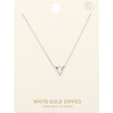 -V- White Gold Dipped Initial Monogram Metal Pendant Necklace