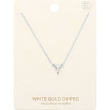 -Y- White Gold Dipped Initial Monogram Metal Pendant Necklace