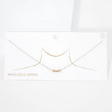 White Gold Dipped Tiny Triple Metal Ball Pendant Necklace