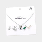 Heart Elephant Evil Eye Clover Freshwater Pearl Interchangeable Pendant Necklace