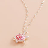 Enamel Sea Turtle Locket Pendant Necklace