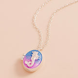 Enamel Mermaid Locket Pendant Necklace